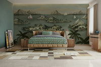 The colors are gentle and cool, with a muted blue and beige palette.

