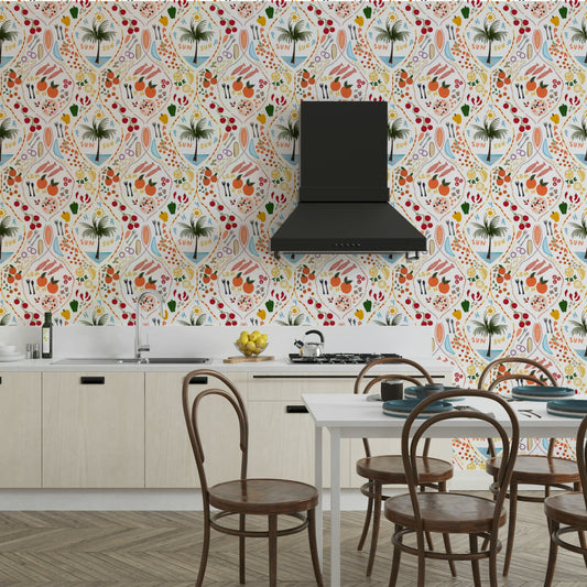 A beautiful exotic flowers wall mural for a living room.

