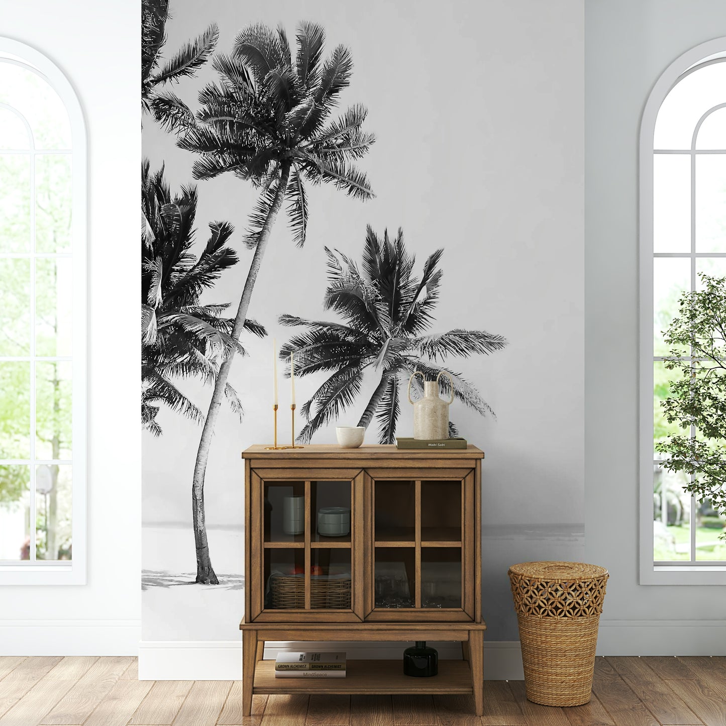 Palm tree beach scene wall design

