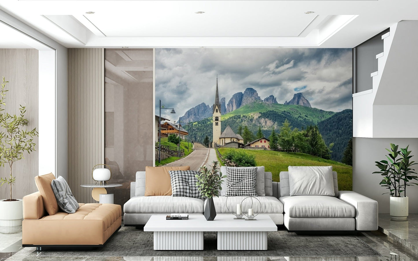 Italian Alps Vista, dramatic clouds over rocky mountain towers.