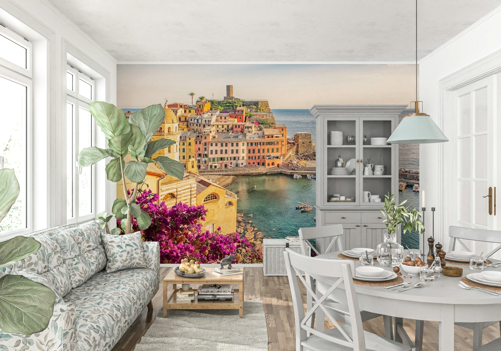 Historic European Italian Riviera View village wall covering