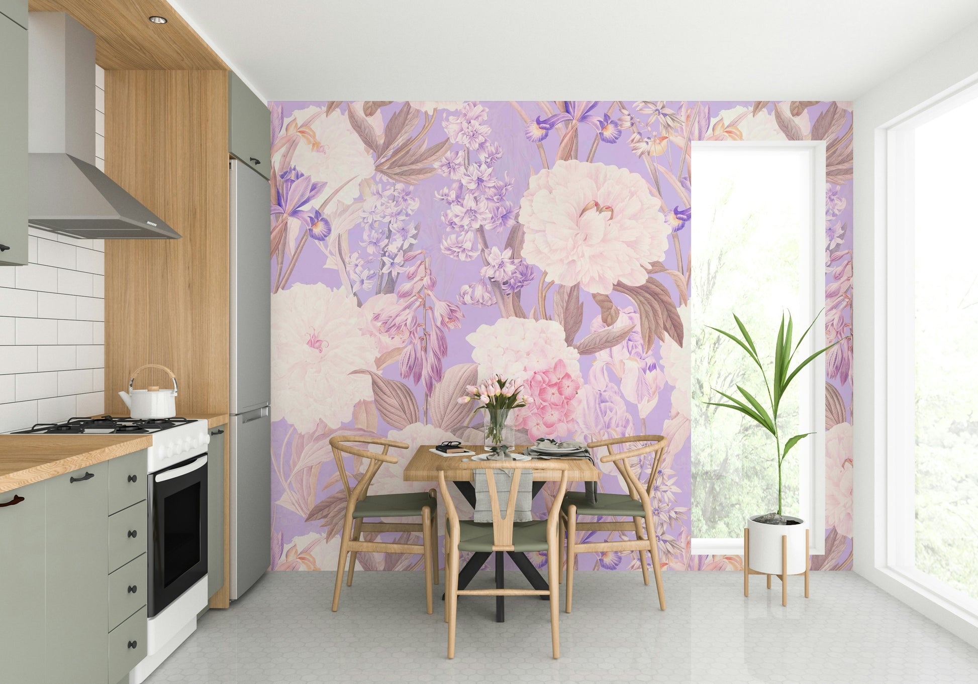 Vintage floral mural wallpaper

