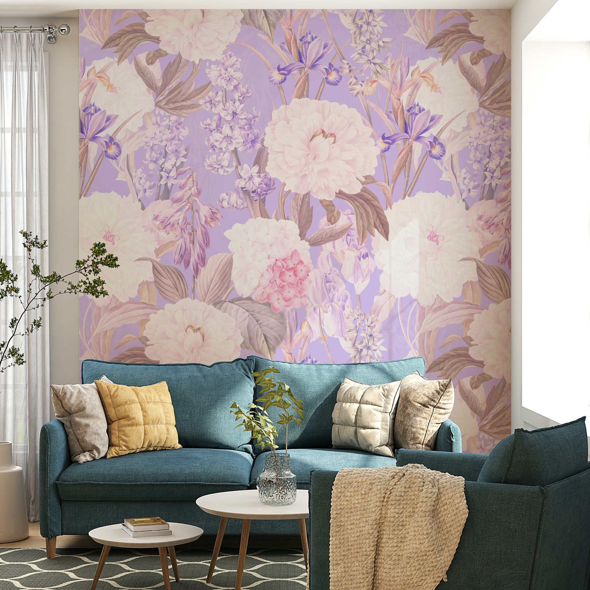 Peony bloom mural wallpaper

