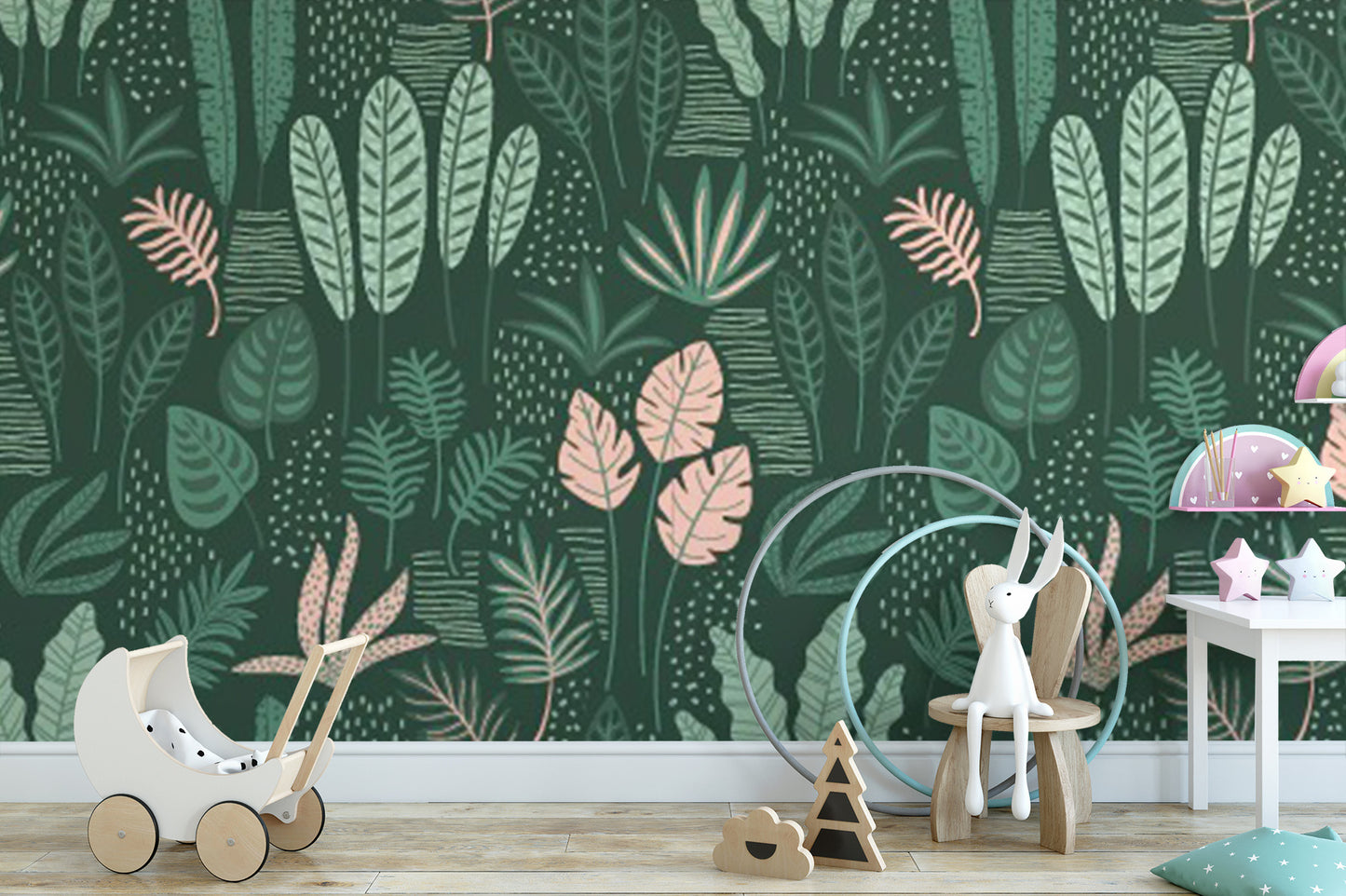 Abstract Jade Green Leaf Wall Mural
