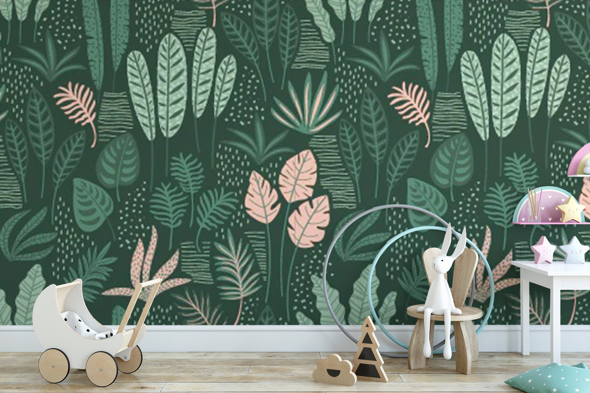 Abstract Jade Green Leaf Wall Mural
