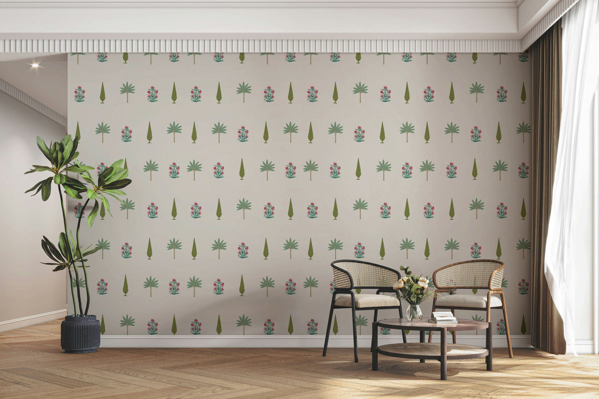 A peaceful wall mural with an elegant, artistic design.

