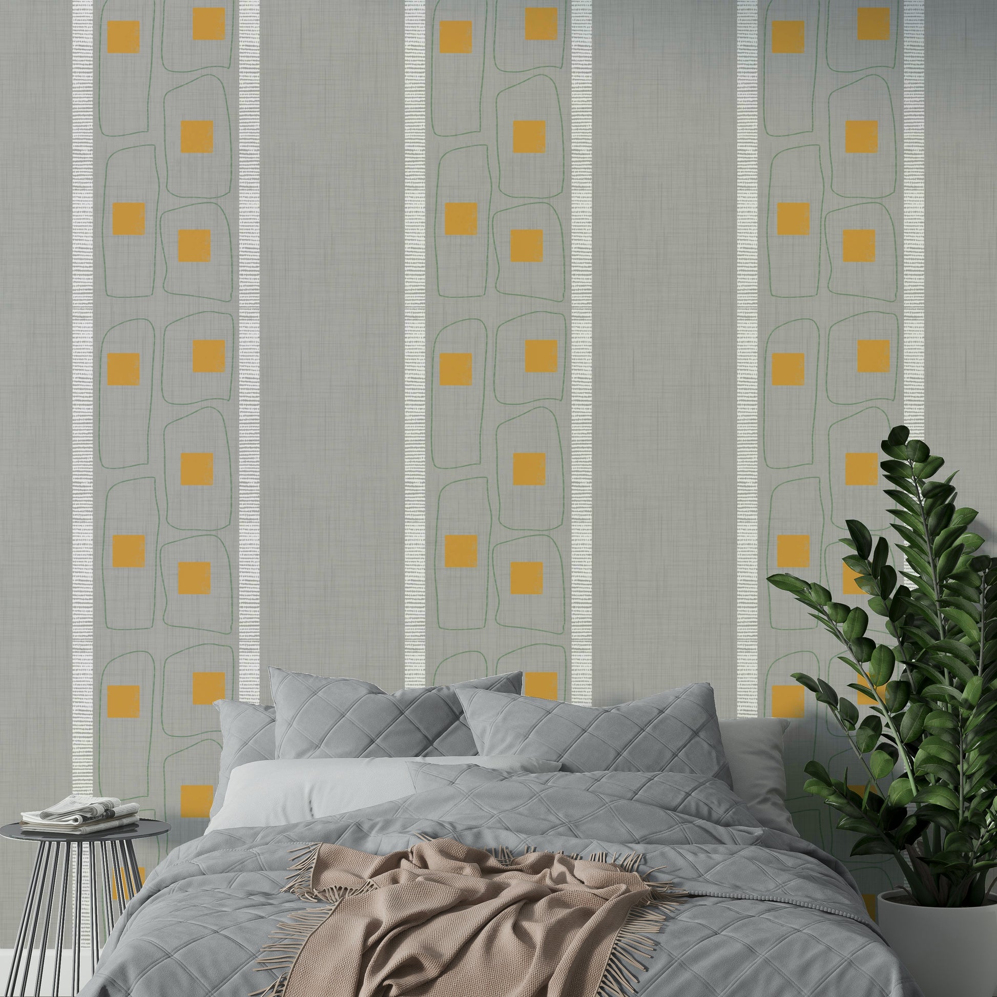 Japandi design wallpaper with subtle frames

