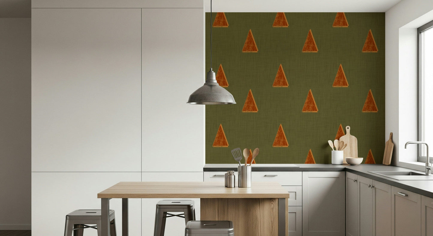 A graceful subtle pattern wall mural in cool, natural tones.

