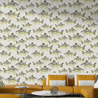 Hand-drawn fish mural wallpaper in marine theme

