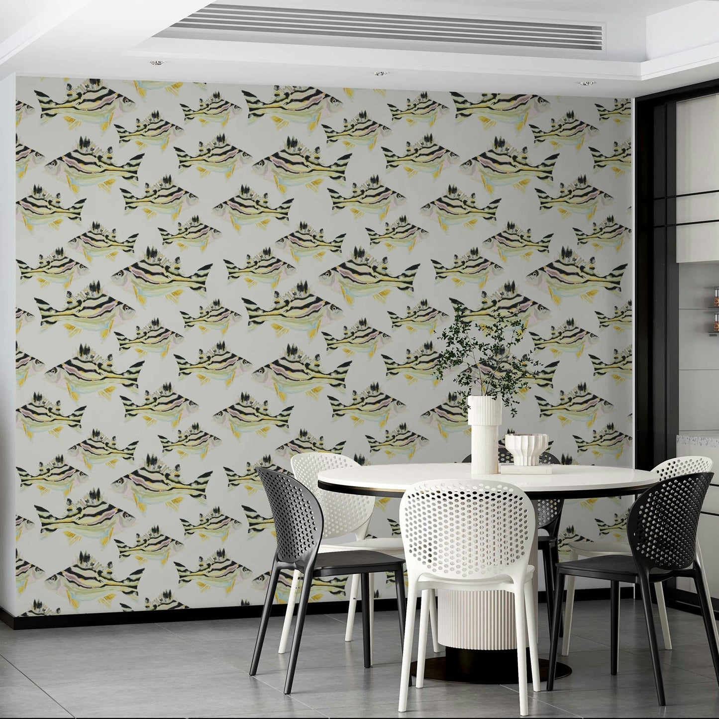 Marine-inspired wallpaper for walls in soft hues


