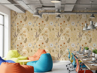 Office area styled using Jardin des Fleurs collage muted wallpaper tones