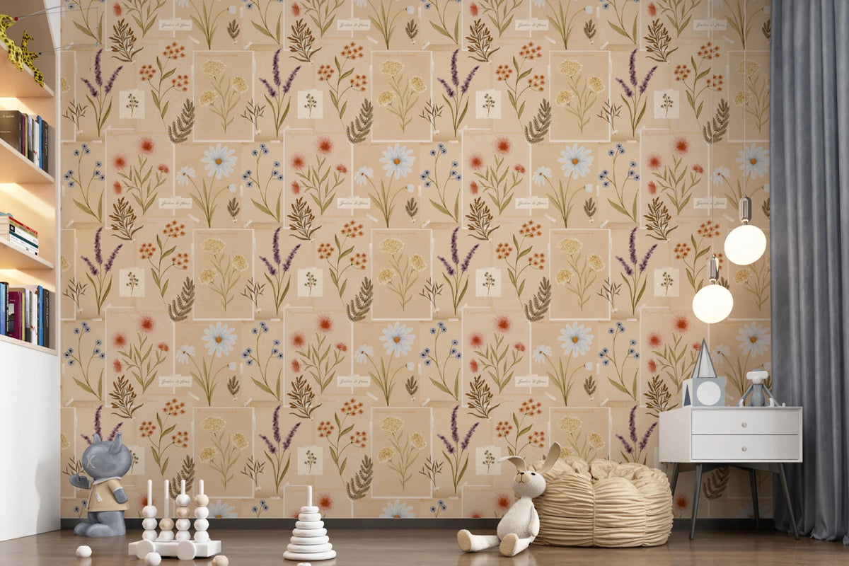 Jardin des Fleurs Collage Vintage Wallpaper
