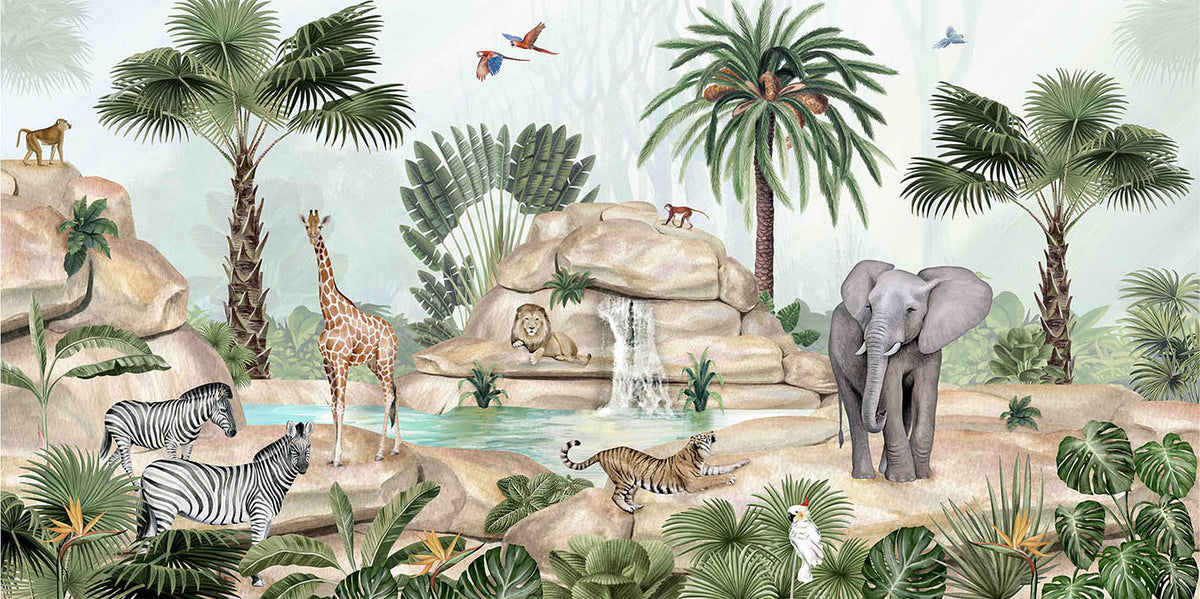 Watercolor Pond Animals Wallpaper