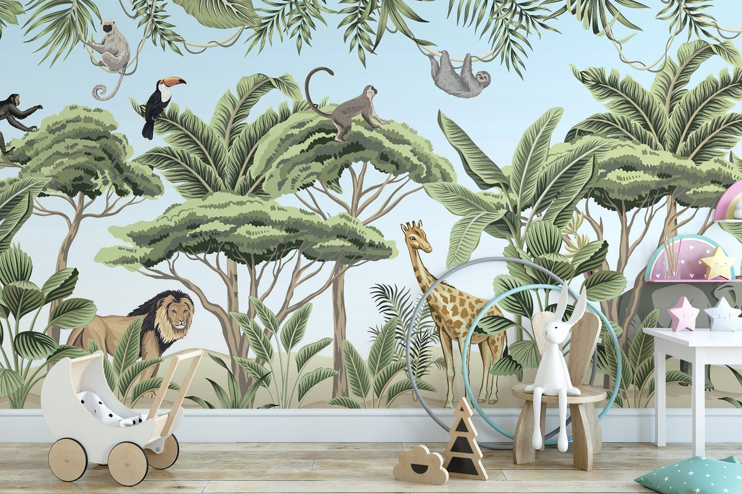 Jungle Adventure Animals Wallpaper Mural - Giffywalls