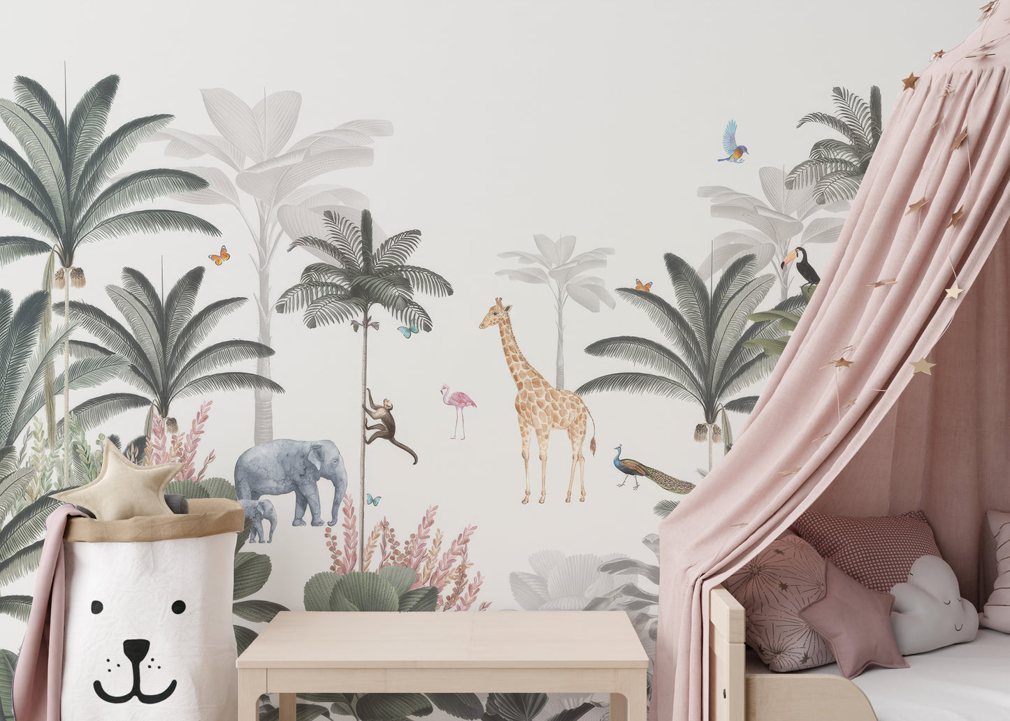 Lush greenery and animals wall mural
