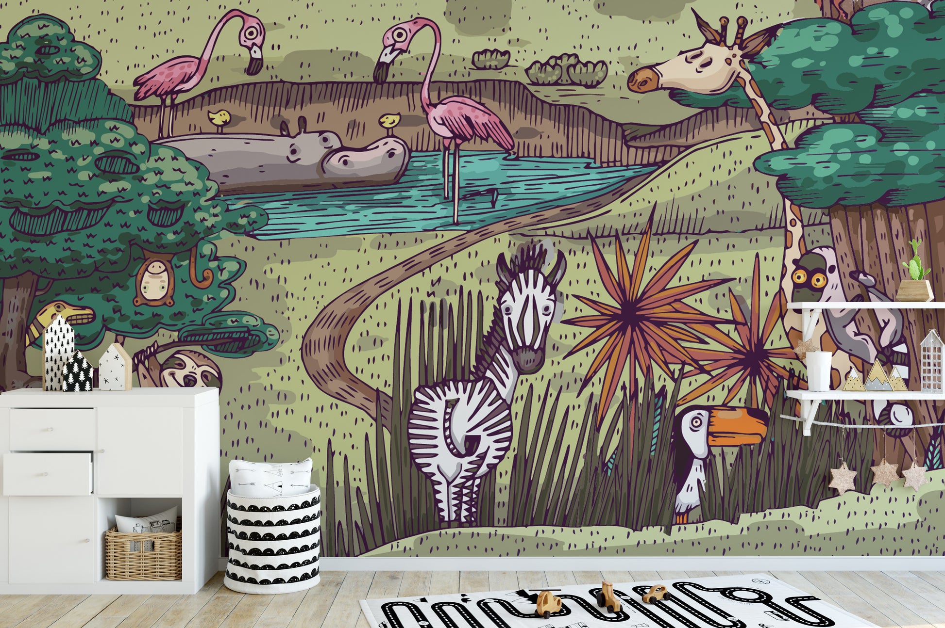 Jungle Animals Kids Room Wallpaper - Giffywalls