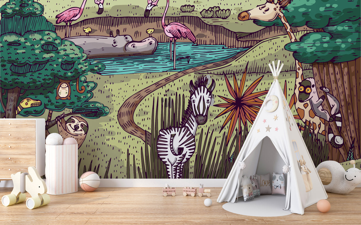 Jungle Animals wallpaper for kids room