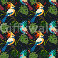 Jungle Birds Exotic Botanical Paradise Wallpaper⁠