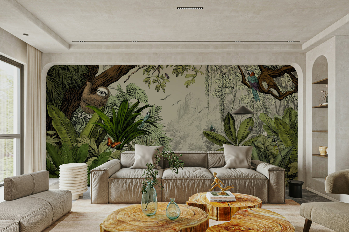 Jungle Vista - Day Wall Mural featuring lush green foliage.

