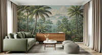 Monstera leaves highlight exotic greenery within Jungle Vista wallpaper.