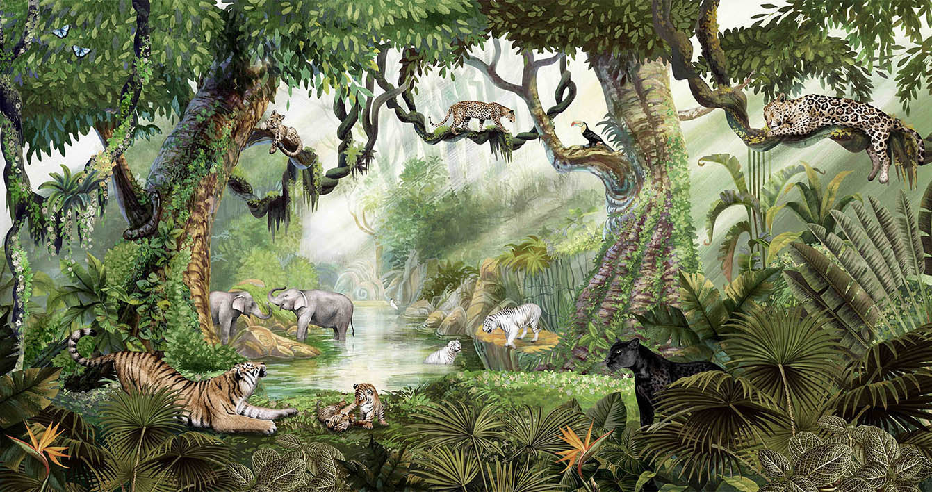 Dschungelkatzen Wallpaper Wandbild in your room — zoomed