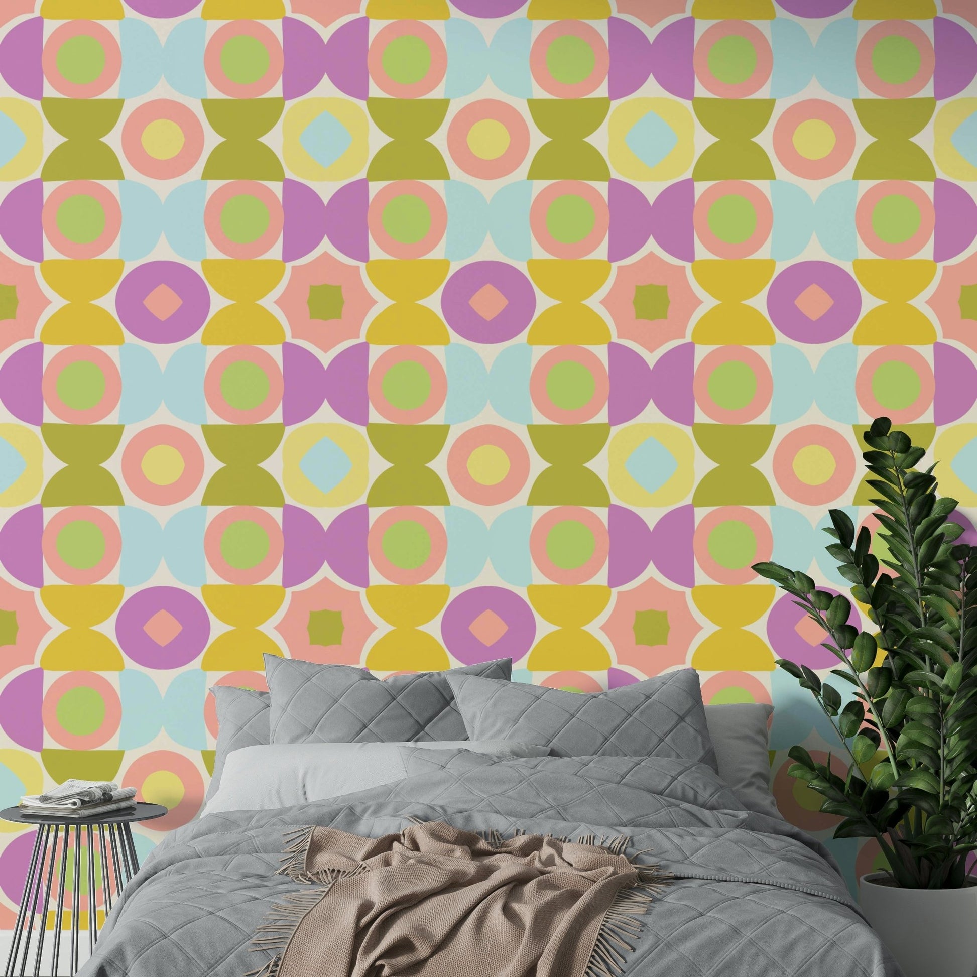 Peel-and-stick Kaleidoscope Kisses wallpaper for easy decor

