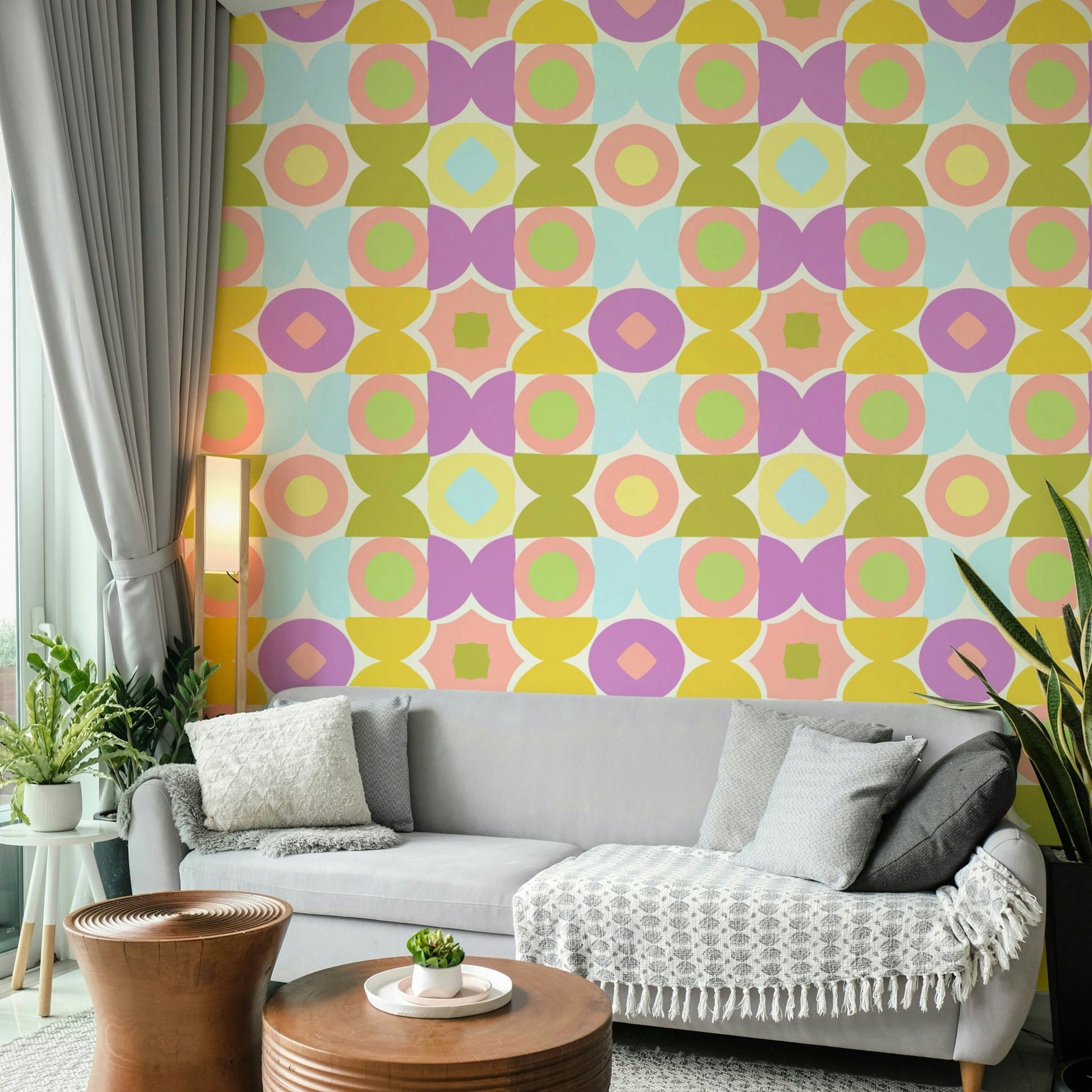 Playful, vibrant Kaleidoscope Kisses wallpaper for home

