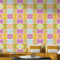 Kaleidoscope Kisses wallpaper with bright hues for living rooms

