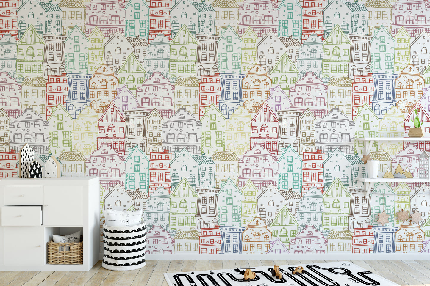 Modern Kaleidoscope Townscape Wall Mural decor