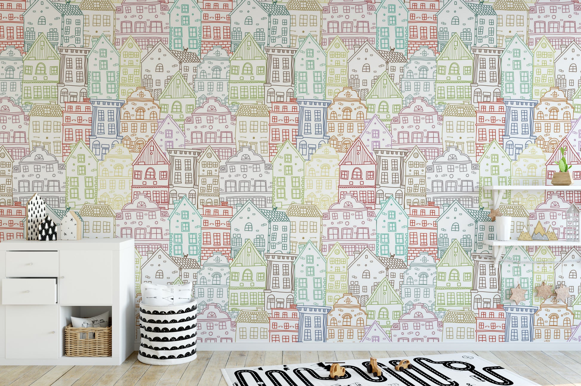 Modern Kaleidoscope Townscape Wall Mural decor