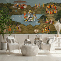 Kaliya Mardan Saga mural installed on a living room feature wall