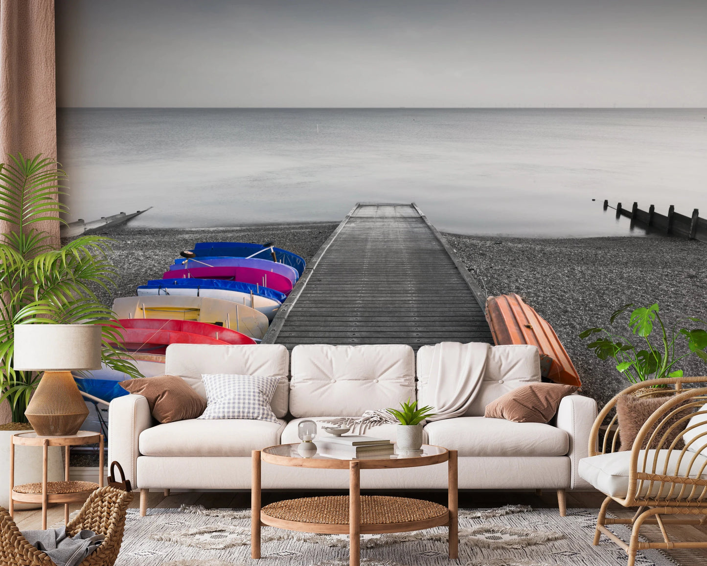 Kayaks on Pier Wall Mural