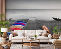 Kayaks on Pier Wall Mural