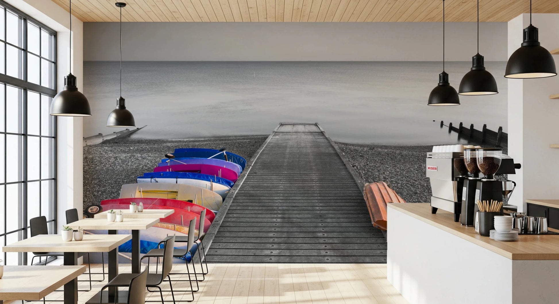 Kayaks on Pier Wall Mural