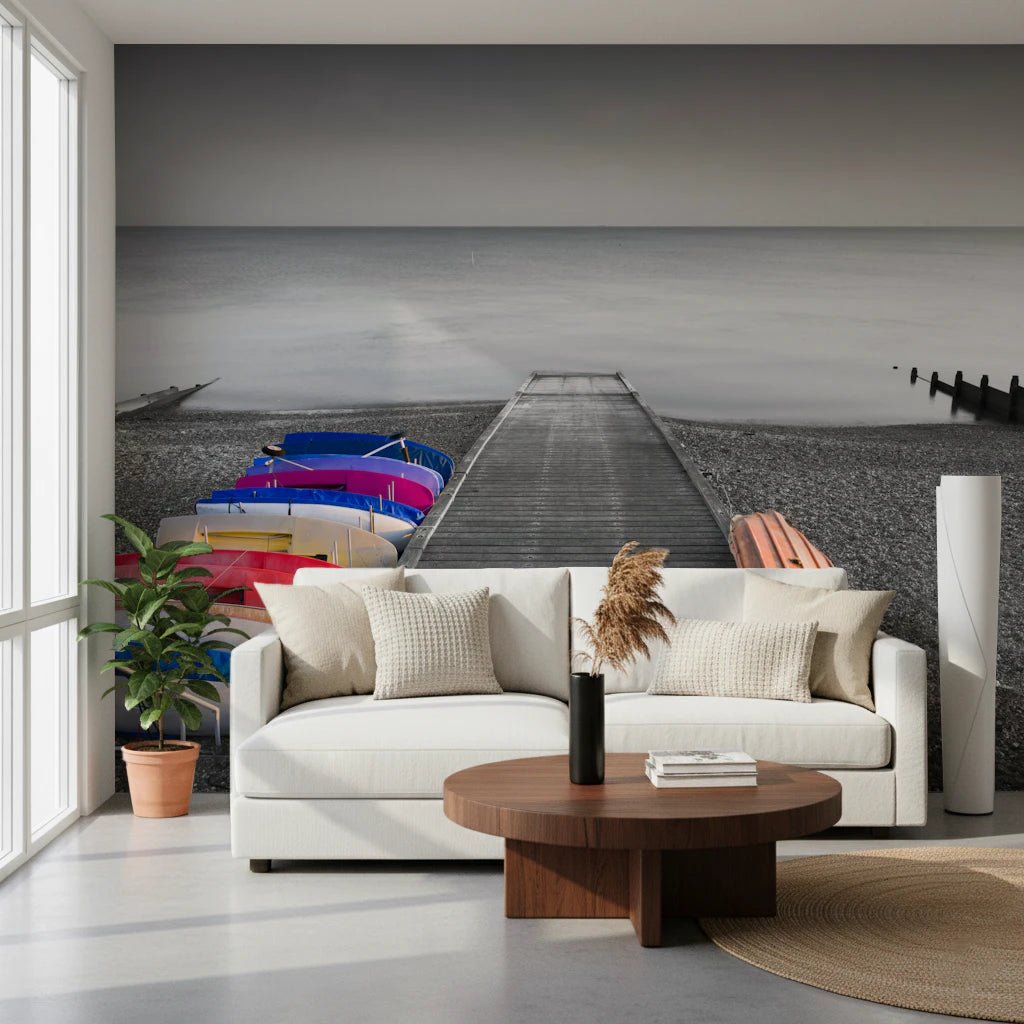 Kayaks on Pier Wall Mural