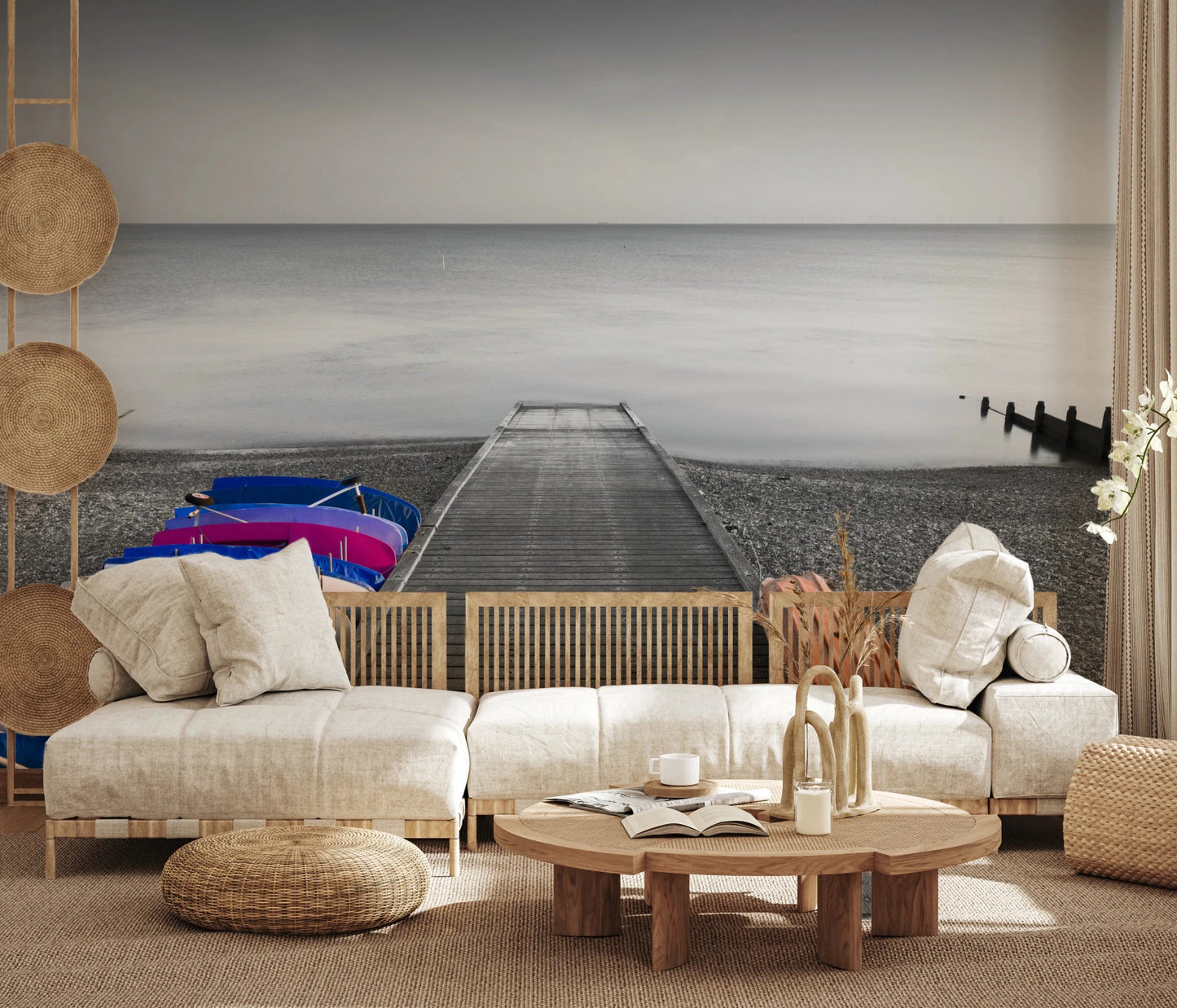 Kayaks on Pier Wall Mural