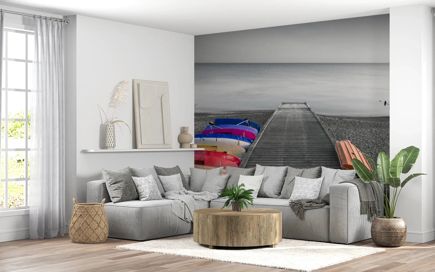 Kayaks on Pier Wall Mural