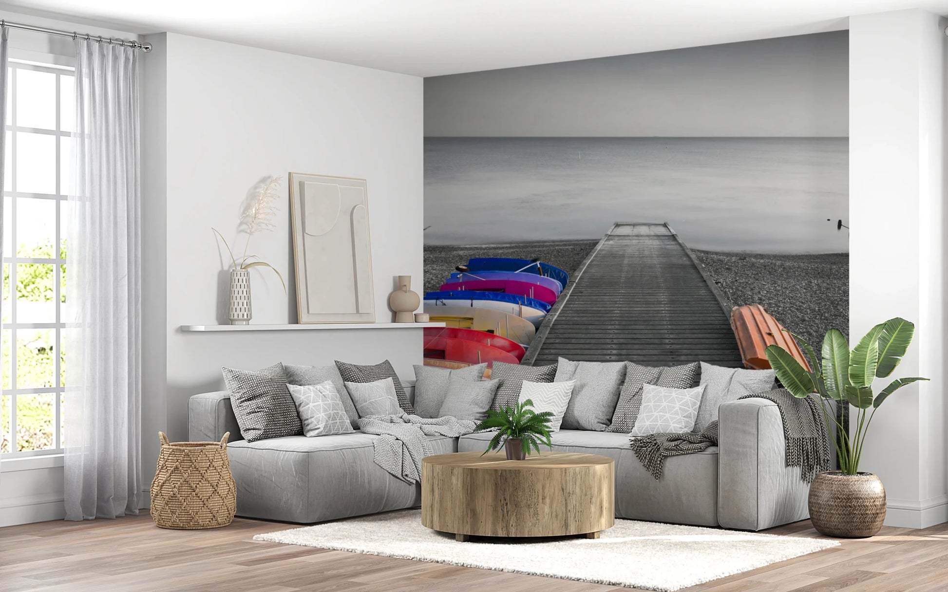 Kayaks on Pier Wall Mural