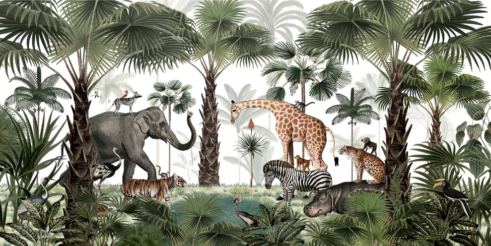WALDLIfe Animal Kingdom Wallpaper Mural in your room — zoomed