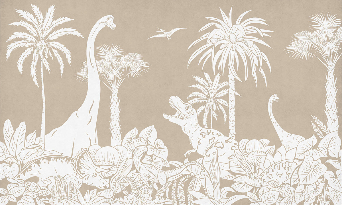 Monochromatyczny mural na ścianie dino