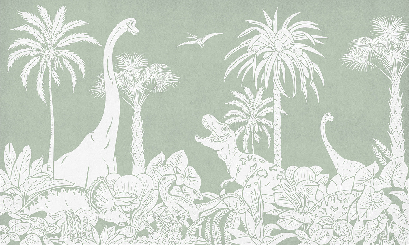 Monochromatyczny mural na ścianie Dino