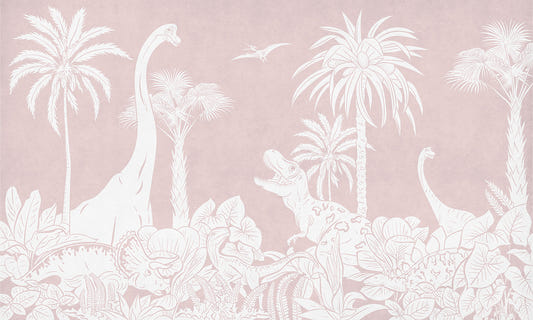 Monochrome Dino Pink Wall Mural