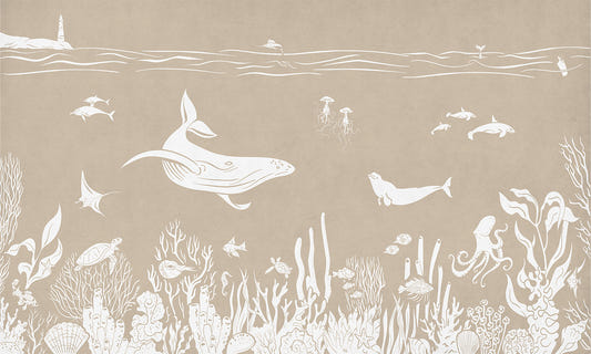 Monochrome Sea Brown Wall Mural