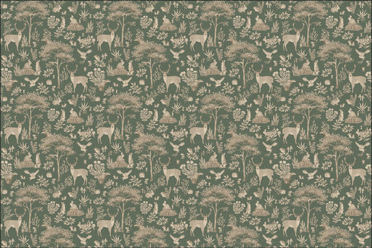 Vintage Green Wildlife Wallpaper