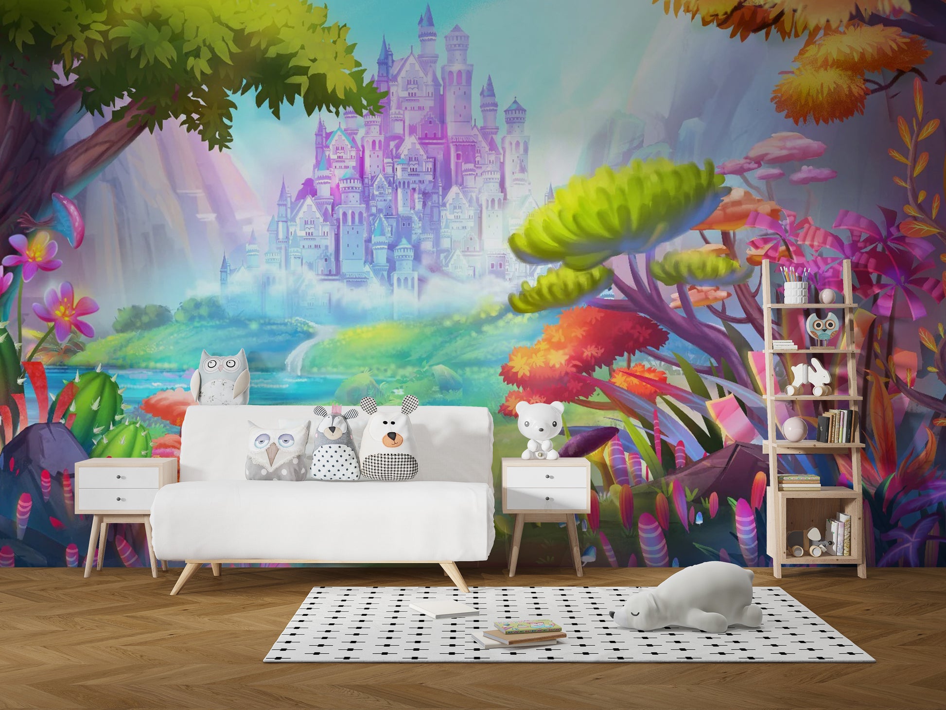 Kids’ Animated Fairy Castle Wallpaper Mural - Giffywalls