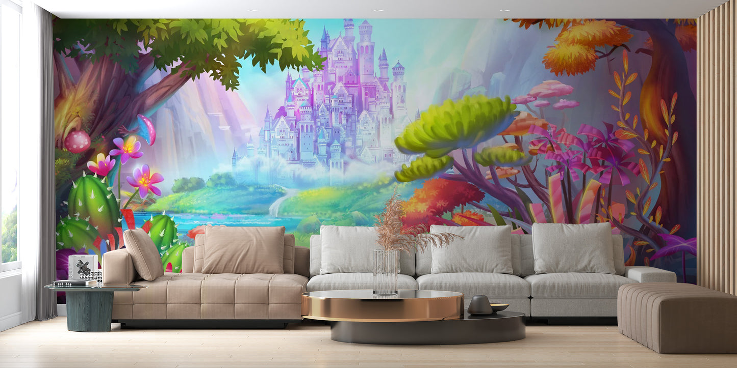 Enchanting Animated Fairy Castle Wallpaper Design