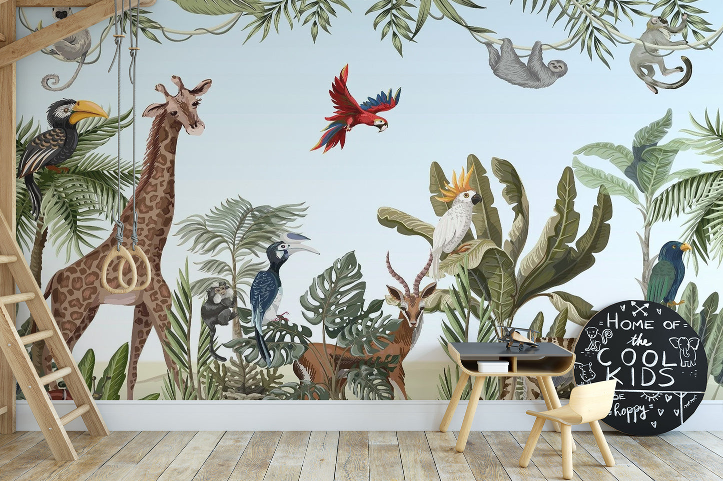 Kids Jungle Safari Wallpaper Mural - Giffywalls