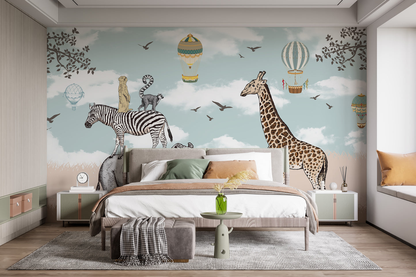 Savannah Animals Kids Room Wallpaper Mural - Giffywalls