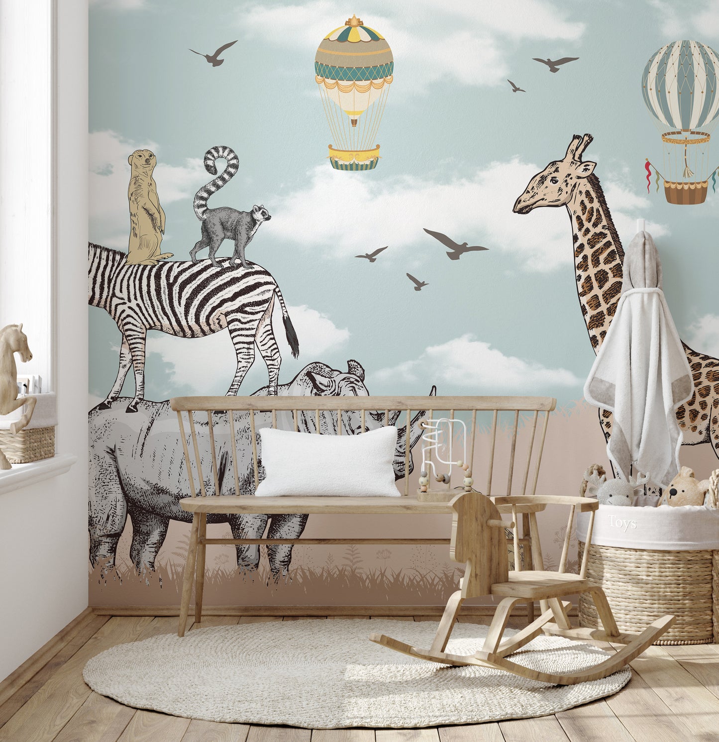 Safari-inspired wallpaper with animals
