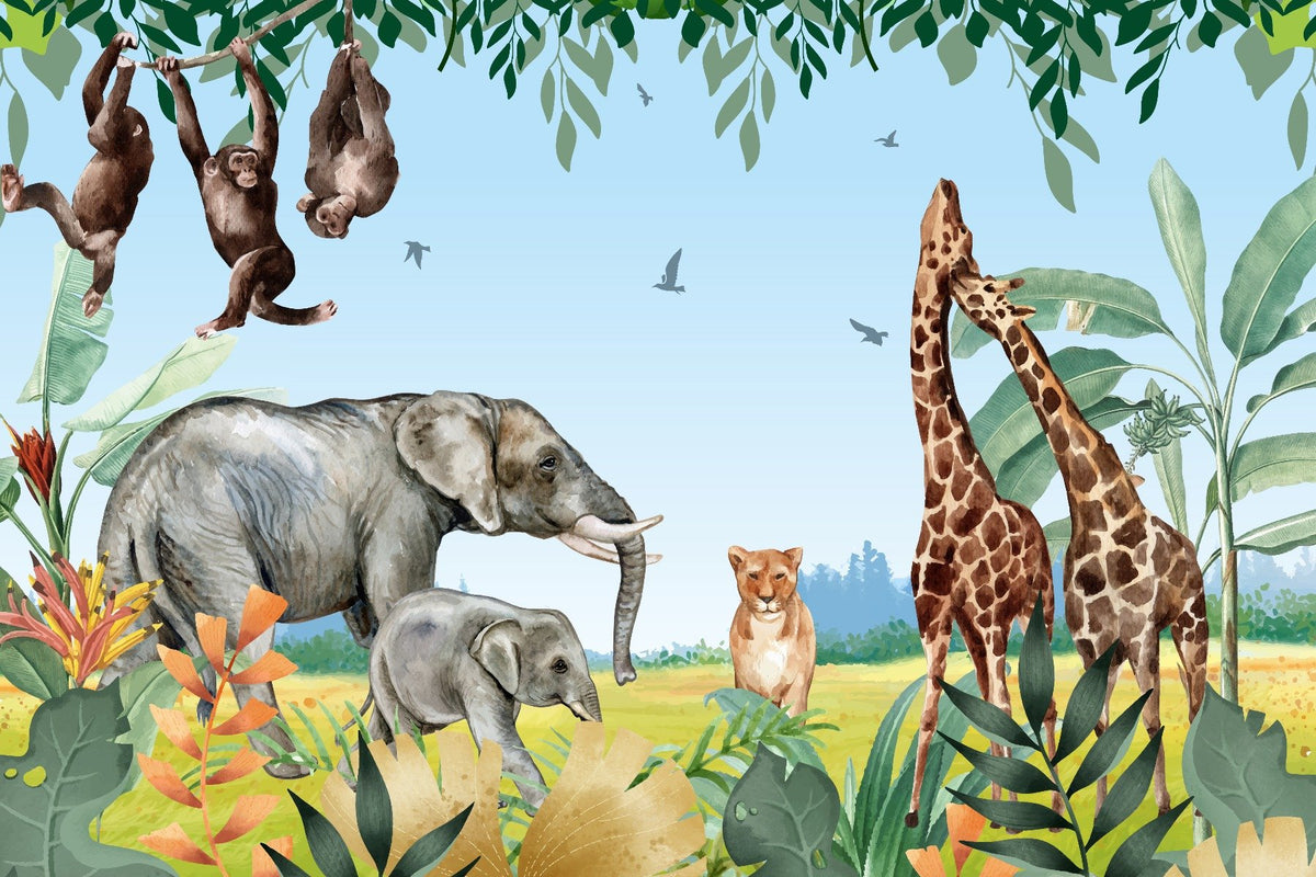 African Safari Jungle Animals Wallpaper Mural
